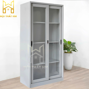 TỦ SẮT CAO CÁNH KÍNH CỬA LÙA  TS07