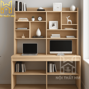 BÀN LÀM VIỆC LIỀN GIÁ SÁCH KHỔ LỚN BLV08